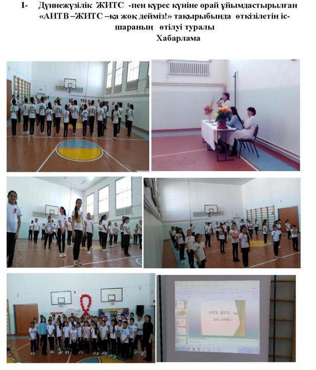 «АИТВ –ЖИТС –қа жоқ дейміз!» тақырыбында  өткізілетін іс-шараның   өтілуі туралы Хабарлама