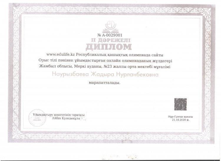 №23 Тескентоған жалпы білім беретін мектебінің  орыс тілі пән мұғалімі Наурызбаева Жадыра Нурланбековна