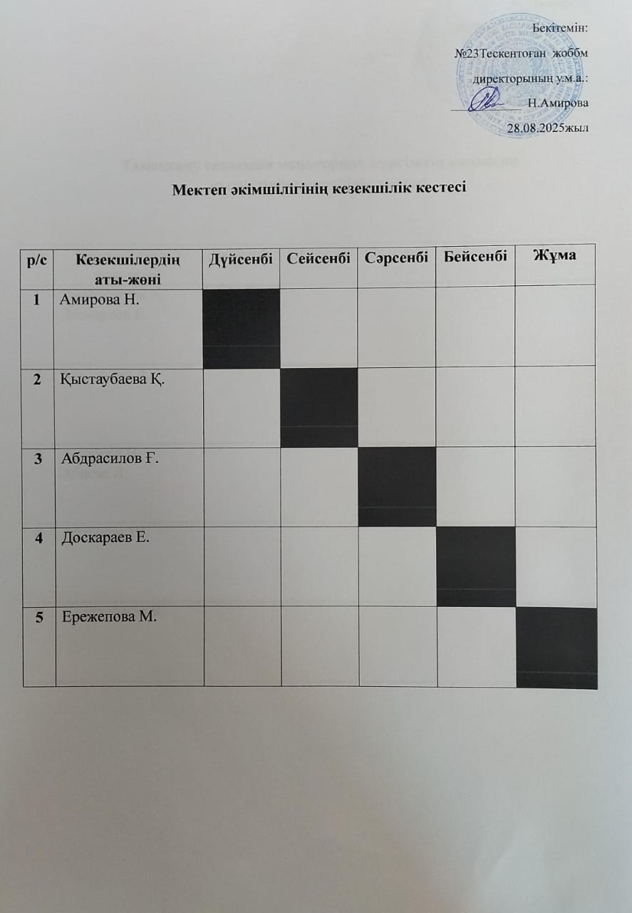 Кезекшілік кестесі