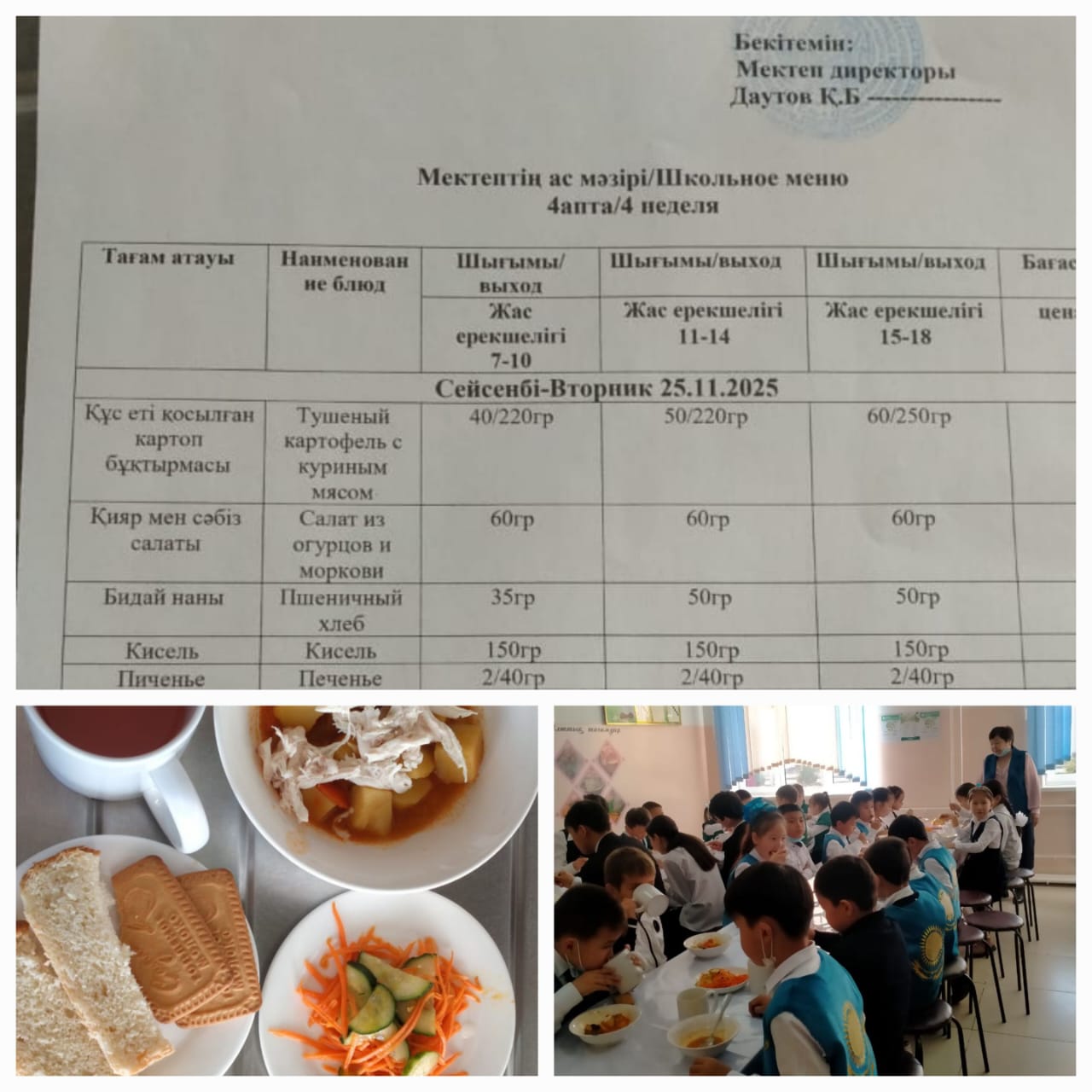 №23 Тескентоған ЖОББМ 25.11 күнгі ас мәзірі